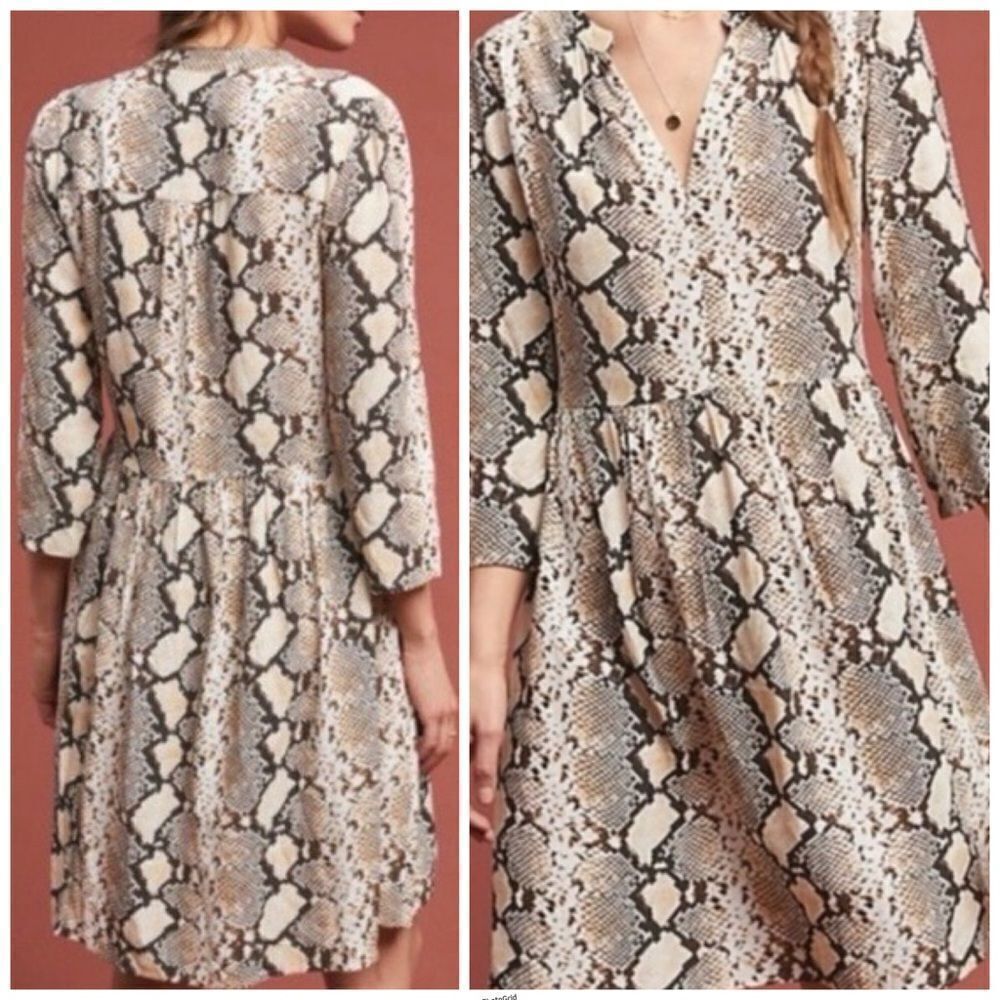 Anthropologie Maeve Juno Snake Python Print Tunic Dress